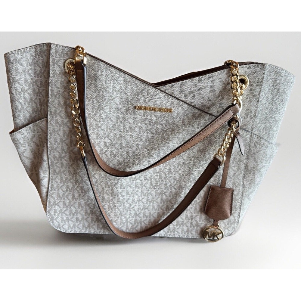 Michael Kors Jet Set Large Logo Shoulder Bag - Vanilla